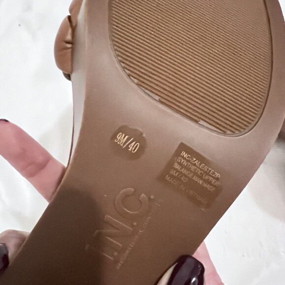 I.N.C Zaleste Cognac Braided Brown Sandals Size 9 M Round Heel Modern Artsy - Picture 8 of 9